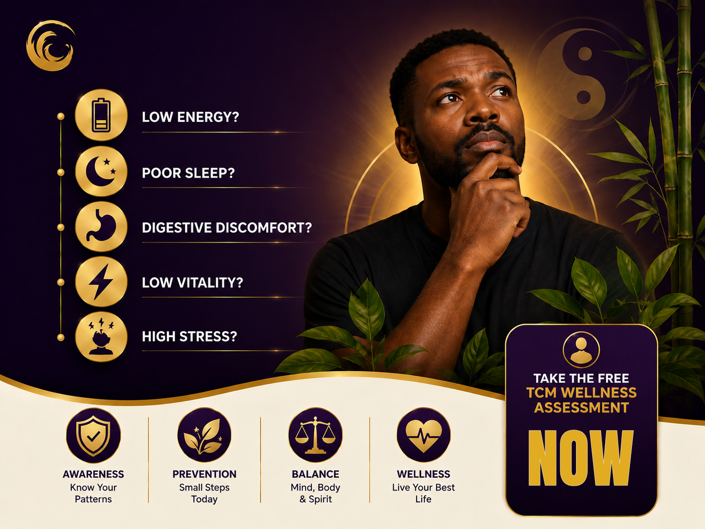 Freedom Unified Network — Low energy, poor sleep, digestive discomfort, low vitality, high stress? Take the free TCM wellness assessment now.
